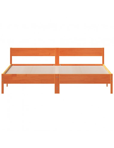 Giroletto con Testiera Marrone Cera 200x200 cm Massello Pino