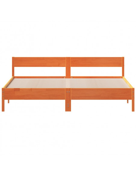 Giroletto con Testiera Marrone Cera 200x200 cm Massello Pino