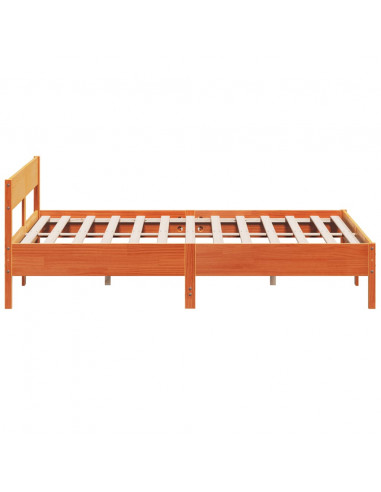 Giroletto con Testiera Marrone Cera 200x200 cm Massello Pino