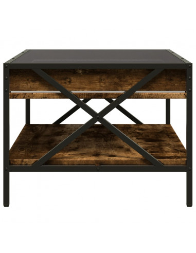 Tavolino da Salotto con LED Infinity Rovere Fumo 70x50x38 cm