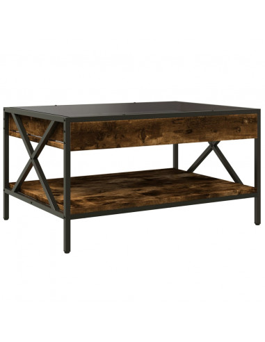 Tavolino da Salotto con LED Infinity Rovere Fumo 70x50x38 cm