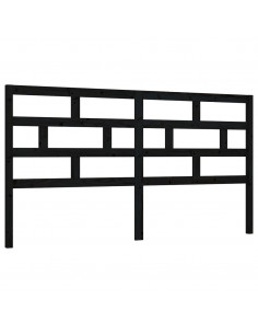 Testiera per Letto Nera 206x4x100 cm in Legno Massello di Pino 2