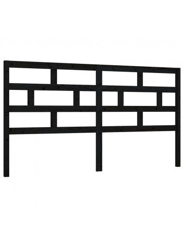 Testiera per Letto Nera 206x4x100 cm in Legno Massello di Pino