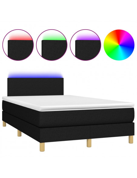 Letto a Molle con Materasso e LED Nero 120x190 cm in Tessuto