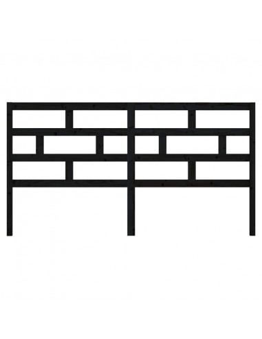 Testiera per Letto Nera 206x4x100 cm in Legno Massello di Pino