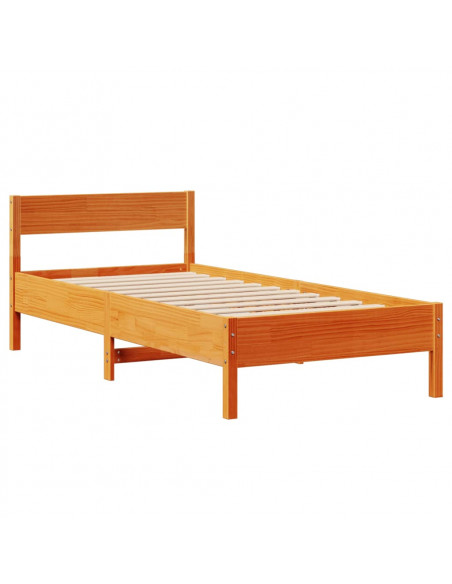 Letto senza Materasso Marrone Cera 100x200 cm in Legno di Pino