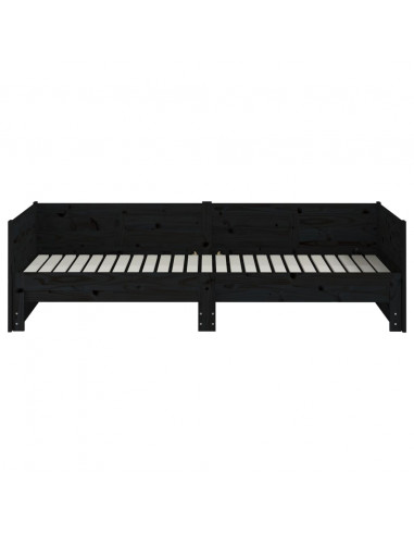 Dormeuse Estraibile Nera in Legno Massello di Pino 2x(90x200)cm