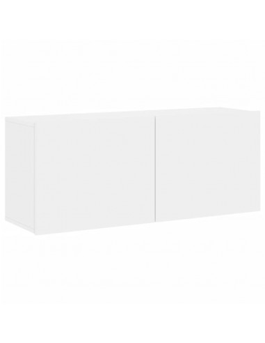 Mobili TV a Muro 5pz Bianchi in Legno Multistrato