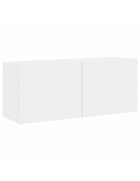 Mobili TV a Muro 5pz Bianchi in Legno Multistrato