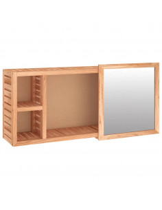 Armadietto a Specchio 80x17x34 cm in Legno Massello di Noce 2