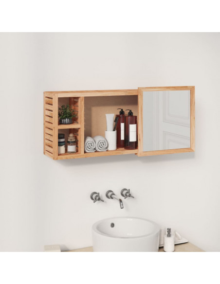 Armadietto a Specchio 80x17x34 cm in Legno Massello di Noce
