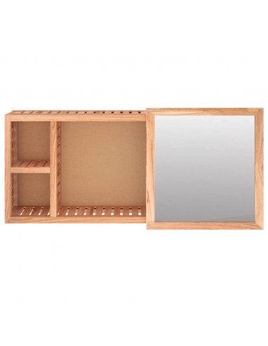 Armadietto a Specchio 80x17x34 cm in Legno Massello di Noce