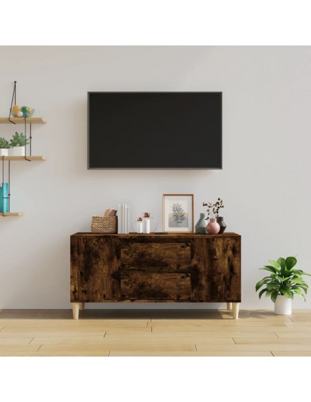 Mobile Porta TV Rovere Fumo 102x44,5x50 cm in Legno Multistrato