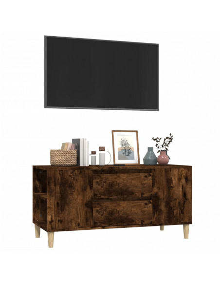 Mobile Porta TV Rovere Fumo 102x44,5x50 cm in Legno Multistrato