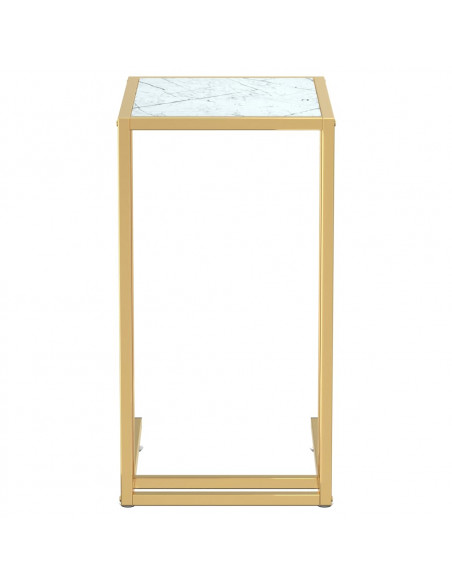 Tavolino per Computer Marmo Bianco 50x35x65 cm Vetro Temperato