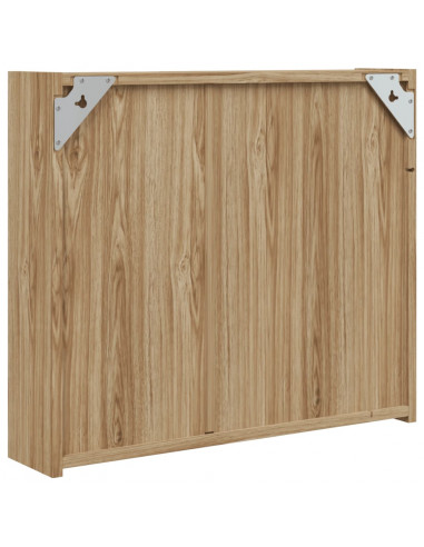 Armadietto Bagno con Specchio e LED Rovere 60x13x52 cm