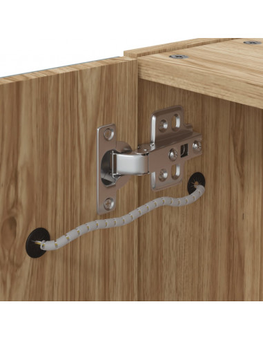 Armadietto Bagno con Specchio e LED Rovere 60x13x52 cm