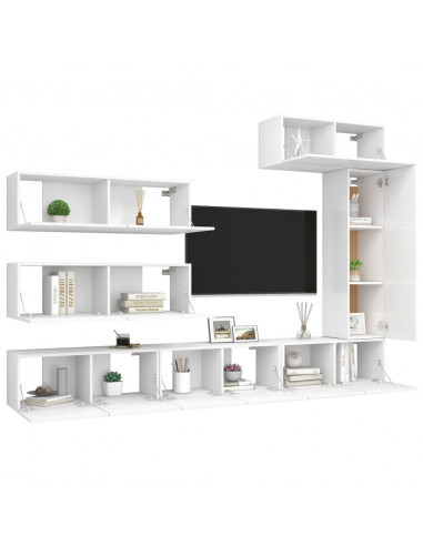 Set di Mobili Porta TV 7 pz Bianco in Legno Multistrato