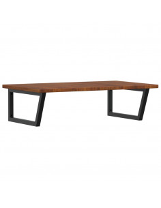 Ripiano a Parete per Lavabo in Acciaio e Massello di Rovere 2