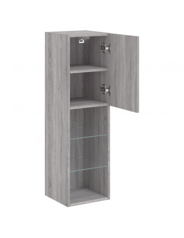 Mobili TV con Luci LED 2pz Grigio Sonoma 30,5x30x102 cm