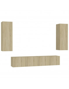 Set di Mobili TV 4 pz Rovere Sonoma in Legno Multistrato 2
