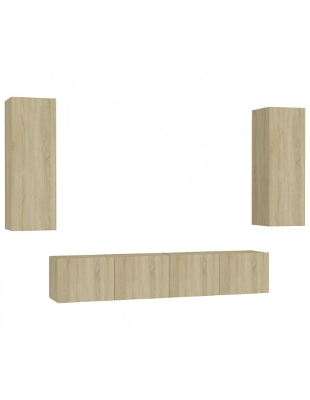 Set di Mobili TV 4 pz Rovere Sonoma in Legno Multistrato