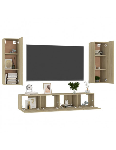 Set di Mobili TV 4 pz Rovere Sonoma in Legno Multistrato