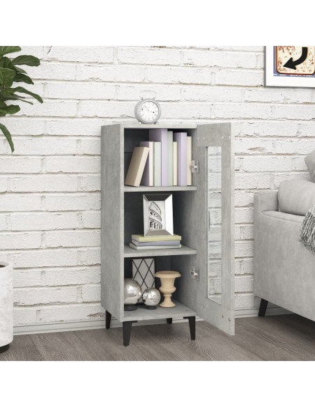 Credenza Grigio Cemento 34,5x34x90 cm in Legno Multistrato