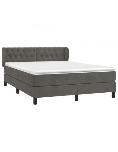 Giroletto a Molle con Materasso Grigio Scuro 140x200 cm Velluto