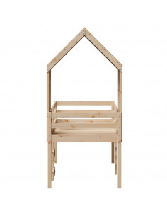 Letto a Soppalco con Tetto 75x190 cm in Legno Massello di Pino 2