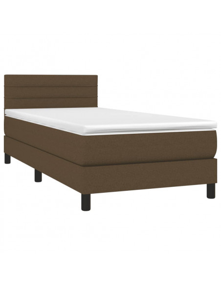 Letto a Molle Materasso e LED Marrone Scuro 80x200cm in Tessuto