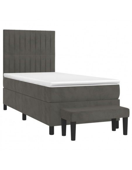 Giroletto a Molle con Materasso Grigio Scuro 100x200 cm Velluto