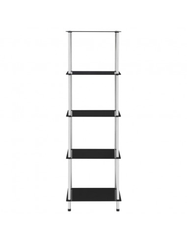 Scaffale a 5 Livelli Nero 40x40x130 cm in Vetro Temperato
