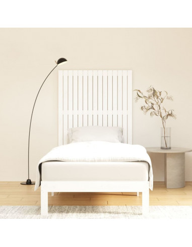 Testiera da Parete Bianca 95,5x3x110 cm Legno Massello di Pino