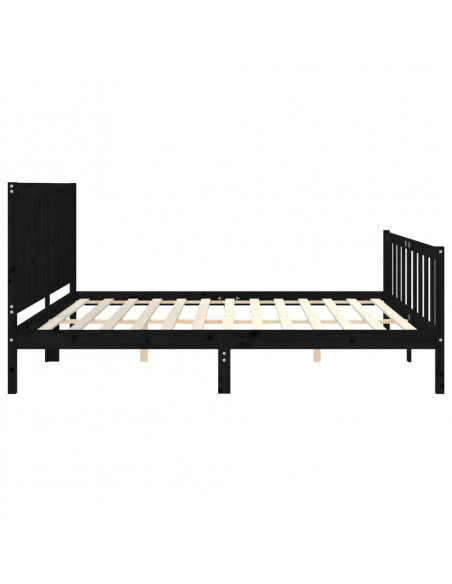 Giroletto con Testiera Nero 200x200 cm in Legno Massello