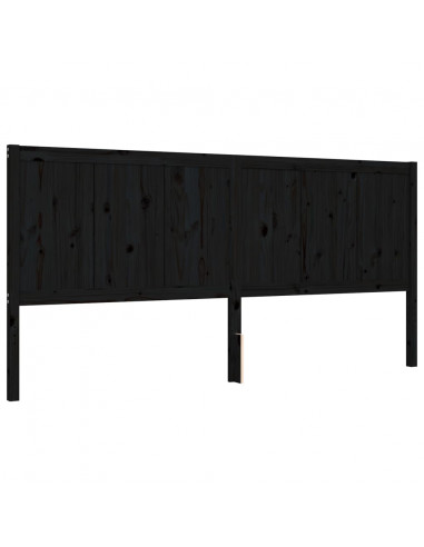 Giroletto con Testiera Nero 200x200 cm in Legno Massello