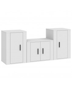Set Mobili Porta TV 3 pz Bianco in Legno Multistrato 2