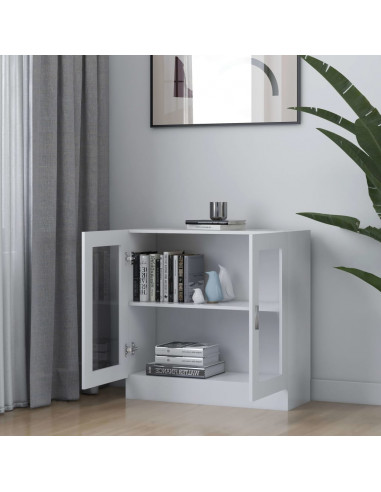Armadietto con Vetrina Bianco 82,5x30,5x80 cm Legno Multistrato