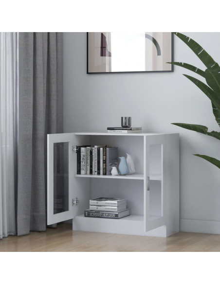 Armadietto con Vetrina Bianco 82,5x30,5x80 cm Legno Multistrato