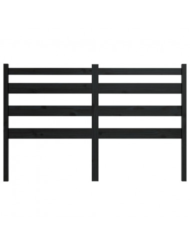 Testiera per Letto Nera 206x4x100 cm in Legno Massello di Pino