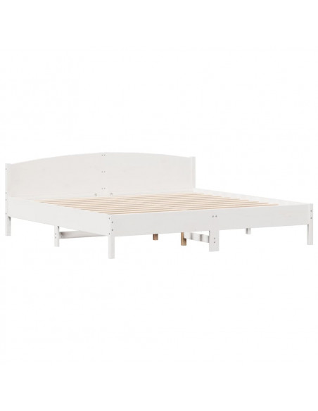 Giroletto con Testiera Bianco 200x200 cm Legno Massello di Pino