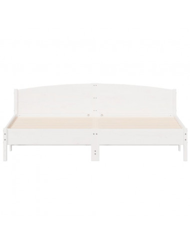 Giroletto con Testiera Bianco 200x200 cm Legno Massello di Pino