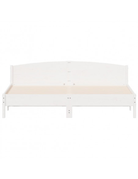 Giroletto con Testiera Bianco 200x200 cm Legno Massello di Pino