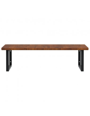 Ripiano a Parete per Lavabo in Acciaio e Massello di Rovere