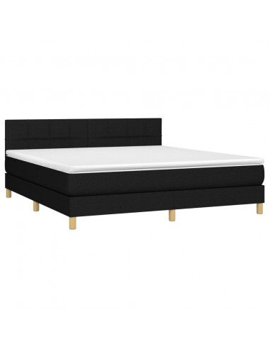 Letto a Molle con Materasso e LED Nero 160x200 cm in Tessuto