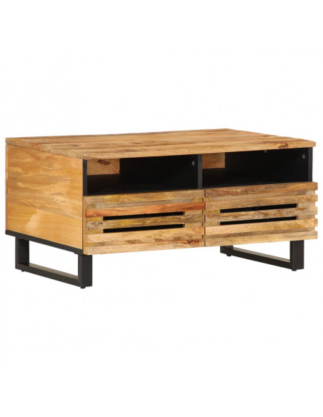 Tavolino da Salotto 80x55x40 cm Legno Massello di Mango Grezzo