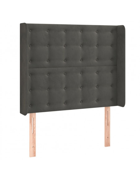 Testiera ad Orecchio Grigio Scuro 83x16x118/128 cm in Velluto