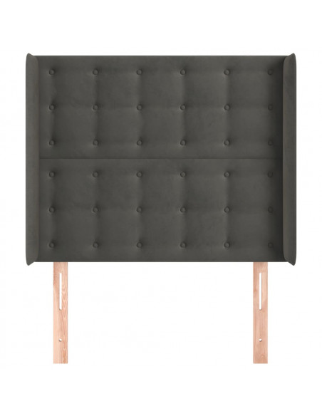 Testiera ad Orecchio Grigio Scuro 83x16x118/128 cm in Velluto