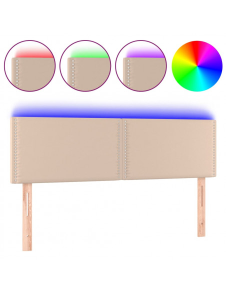 Testiera Cappuccino a LED 144x5x78/88 cm in Similpelle