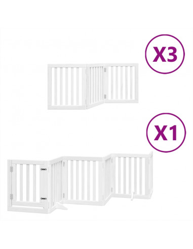 Cancello Cani Porta Pieghevole Bianco 15 Pannelli 750 cm Pioppo